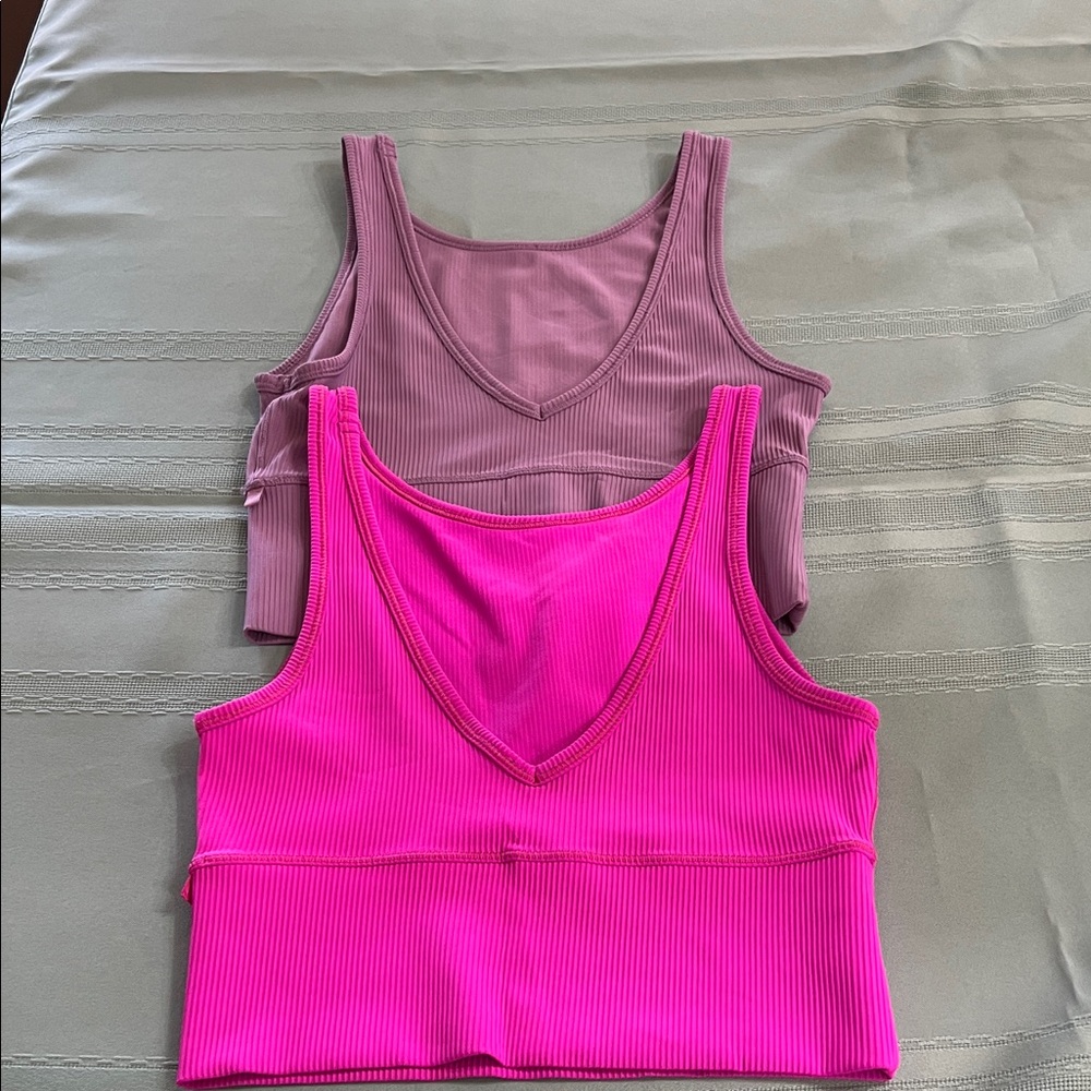 Lululemon Pink Power Pivot Ribbed
Deep V Tank Top x2 bundle
